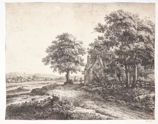 Grote lindeboom voor een herberg