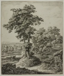 De ontrouwe profeet van Juda, uit Zes grote staande landschappen met scènes uit het Oude Testament