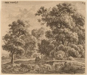 Boslandschap met een brug
