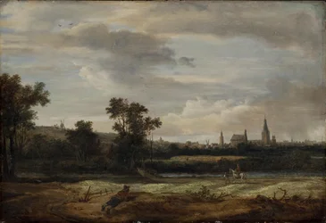 Landschap met Uitzicht op een Stad