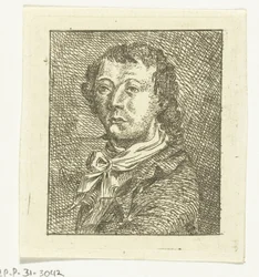 Portretbuste van een jonge man met witte das