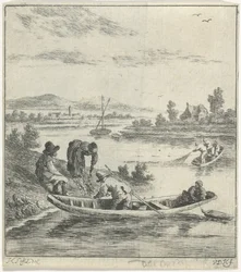 Vissers op een rivier