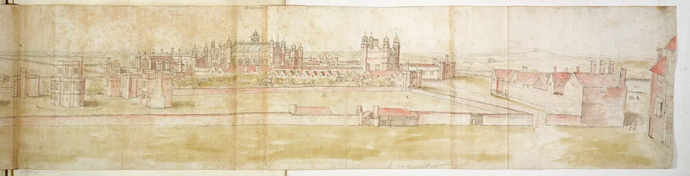 Hampton Court Palace vanuit het noorden, ca. 1544