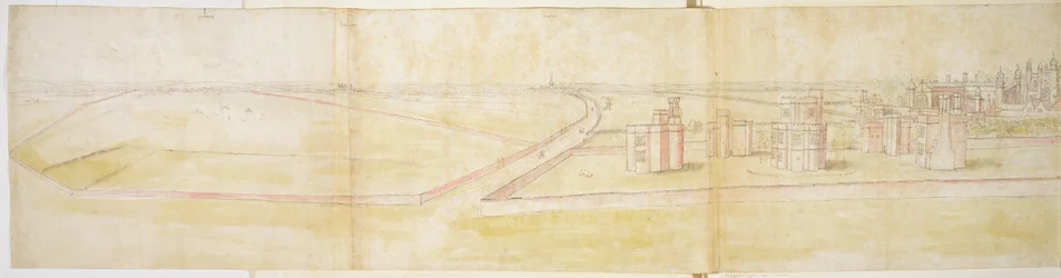 Hampton Court Palace vanuit het noorden, ca. 1544