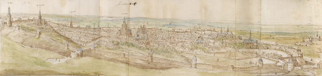 Panoramisch uitzicht op Leuven vanuit het noordwesten, ca. 1550-1570