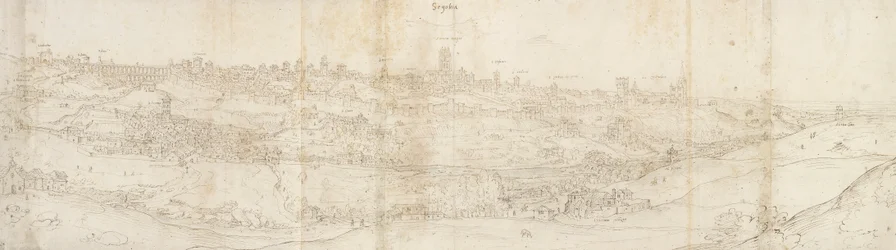 Panoramisch uitzicht op Segovia vanuit het oosten, ca. 1560-1570
