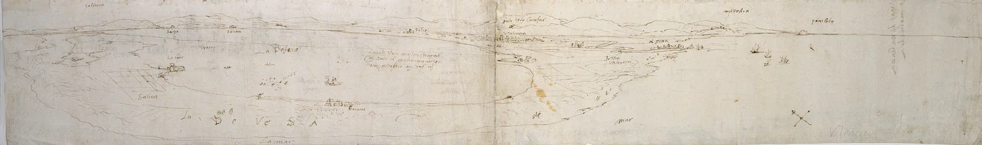 Schets van de Lagune van Valencia, la Albufera en aangrenzende kust en platteland, c1560s