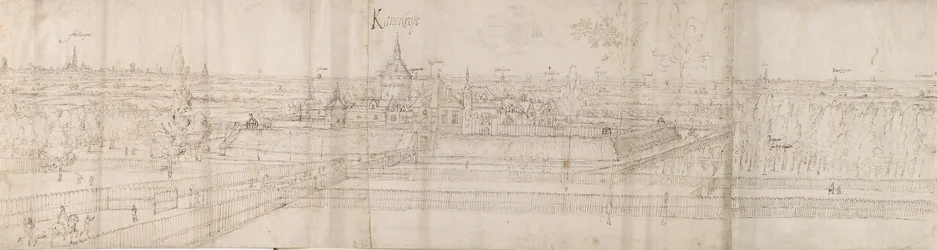 Uitzicht op het paleis van Cantecroy bij Antwerpen en het omliggende platteland