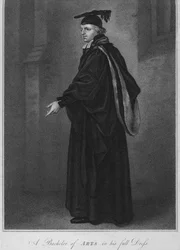 Een Bachelor of Arts in zijn volledige kleding