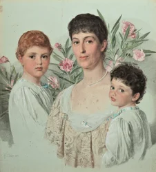 Portret van een moeder en haar twee kinderen