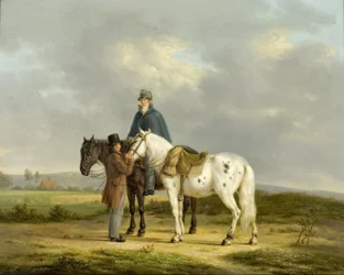 Twee ruiters in een landschap
