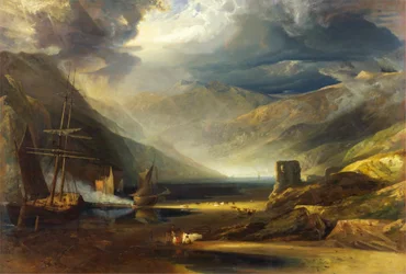 Een scène aan de kust, Merionethshire - Storm trekt voorbij