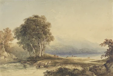 Bergachtig Landschap met Meer en Stroom
