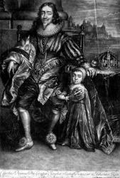 Karel I (1600-49) met een zoon