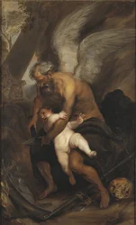 Chronos knipt de vleugels van Cupido