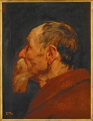 Hoofd van een oude man (schilderij op hout)