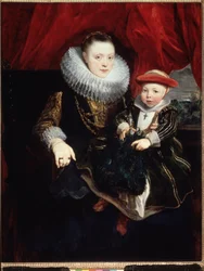 Portret van een jonge vrouw met een kind