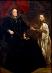 Portret van Porzia Imperiale met haar dochter Maria Francesca aan het klavecimbel