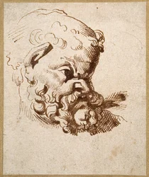 Studie van een antiek hoofd van Silenus