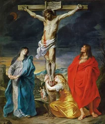 De gekruisigde Christus met de Maagd Maria, de heiligen Johannes de Doper en Maria Magdalena