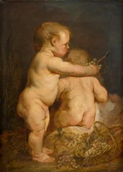 Twee naakte kinderen met druiven, circa 1630-40
