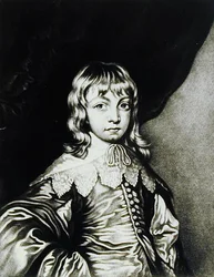 Portret van George, Hertog van Buckingham (1592-1628) gegraveerd door Robert Dunkarton (1744-c.1817) uit Illustrious Characters in British History (mezzotint)