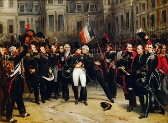 Napoleons afscheid van de Keizerlijke Garde op de binnenplaats van het Paleis van Fontainebleau op 20 april