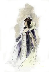 Portret van Desiree Clary (1777-1860) koningin van Zweden in 1818. Tekening door Antoine Calbet uit 