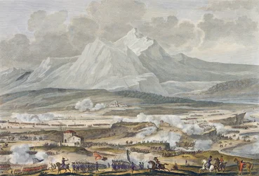 De Slag bij Rivoli, 25 en 26 Nivose, Jaar 5 (januari 1797) gegraveerd door Jean Duplessi-Bertaux