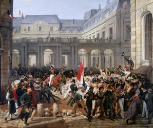 De hertog van Orleans verlaat het Palais-Royal en gaat naar het Hotel de Ville op 31 juli 1830, 1832