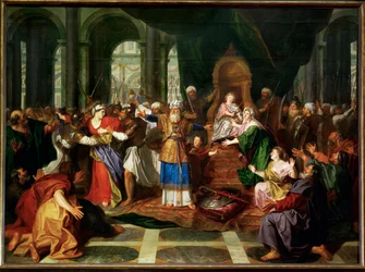Athalia uit de tempel verdreven (schilderij op doek)