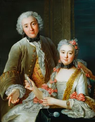 Portret van Francois de Jullienne naast zijn vrouw, zittend