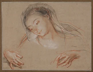 Studie voor een Madonna. Hoofd en twee handen
