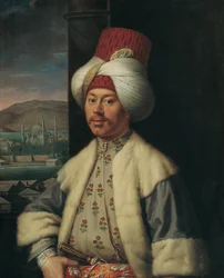Portret van een Europeaan in Turkse kleding