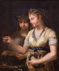 Twee Vestaalse Maagden bereiden een offer voor,1770 (olieverf op doek)