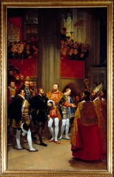 Karel V ontvangen door Frans I in de abdij van Saint Denis in 1540
