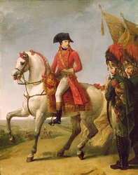 Napoleon Bonaparte (1769-1821), eerste consul, inspecteert zijn troepen na de Slag bij Marengo, 1802-03
