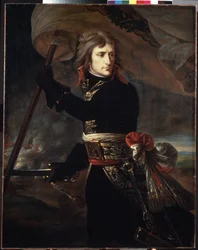 Portret van Napoleon Bonaparte (1769 - 1821) bij de brug van Arcole op 16 november 1796.