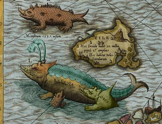 Detail van Een kaart van de zee (Carta marina) door Olaus Magnus (1490-1557)
