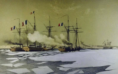 IJsbreken in de Dnjepr Liman voor de doorgang van drijvende batterijen, 1855-1856, 1860