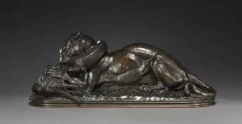 Tijger die een gaviaal verslindt, 1831