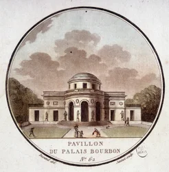 Paviljoen van het Palais Bourbon, Parijs. In schilderachtige uitzichten van de belangrijkste gebouwen van Parijs door Sergeant