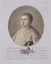 Portret van Bertrand du Guesclin, Hoge Constable van Frankrijk, gegraveerd door Leon Roger, 1786