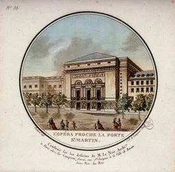 De opera gebouwd volgens de tekeningen van de architect Le Noir bij de Porte Saint Martin in Parijs, tegenwoordig het theater van de Porte Saint Martin. In schilderachtige uitzichten van de belangrijkste gebouwen van Parijs door Sergeant