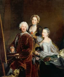 Zelfportret met Dochters Henriette Royard en Marie de Rège voor de ezel