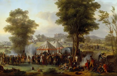 Bivak van keizer Napoleon I nabij het kasteel van Ebersberg in Oostenrijk 4/05/1809