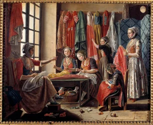 Een naaiatelier in Arles in 1760