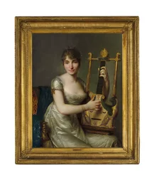 Portret van Madame Larmoyer, Driekwart Lengte, met een Lier