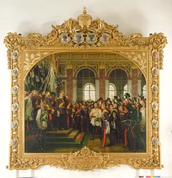 De proclamatie van Wilhelm tot keizer van het nieuwe Duitse Rijk in de Spiegelzaal te Versailles op 18 januari 1871, geschilderd in 1885