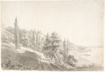 Landschap met stad aan de Elbe